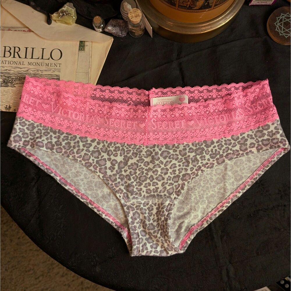 Victoria's Secret Lace Animal Print Low Rise Hiphugger Panties Women's M Pink